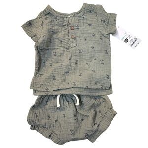 Carters Baby Outfit Set 3 Month Green Palm Tree 2 Piece Set NWT